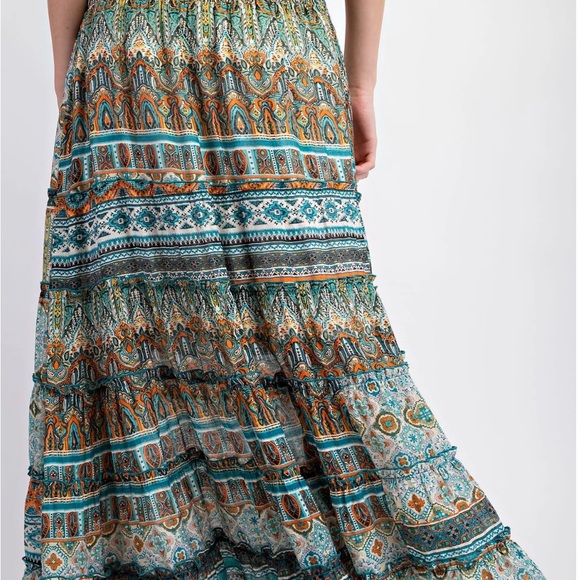 EASEL ETHNIC PRINTED
TIERED SKIRT - Picture 3 of 4
